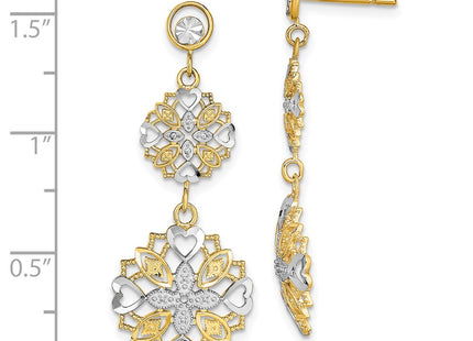14k Yellow & Rhodium Earrings Style TE918 - Classique Jewelry Inc.