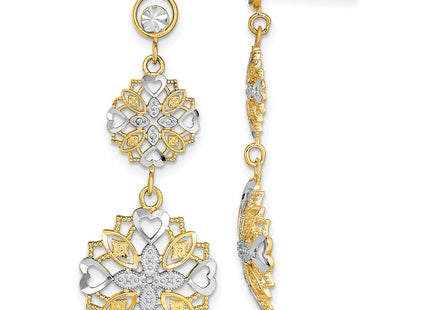 14k Yellow & Rhodium Earrings Style TE918 - Classique Jewelry Inc.