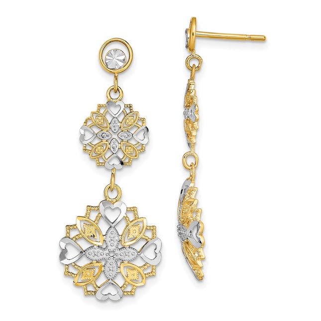 14k Yellow & Rhodium Earrings Style TE918 - Classique Jewelry Inc.