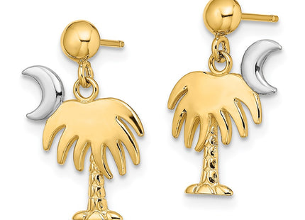 14k Yellow & Rhodium Earrings Style TE921 - Classique Jewelry Inc.