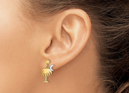 14k Yellow & Rhodium Earrings Style TE921 - Classique Jewelry Inc.