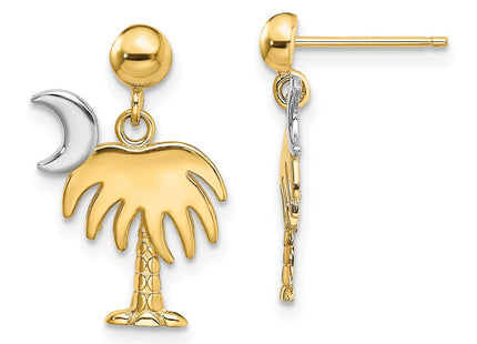 14k Yellow & Rhodium Earrings Style TE921 - Classique Jewelry Inc.