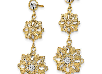 14k Yellow & Rhodium Earrings Style TE923 - Classique Jewelry Inc.