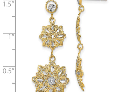 14k Yellow & Rhodium Earrings Style TE923 - Classique Jewelry Inc.