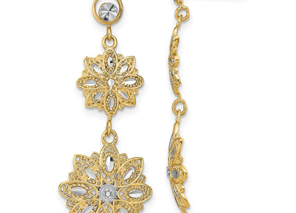 14k Yellow & Rhodium Earrings Style TE923 - Classique Jewelry Inc.