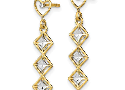 14k Yellow & Rhodium Earrings Style TE926 - Classique Jewelry Inc.