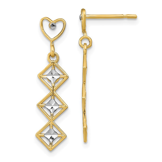 14k Yellow & Rhodium Earrings Style TE926 - Classique Jewelry Inc.