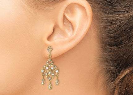 14k Yellow & Rhodium Earrings Style TE928 - Classique Jewelry Inc.