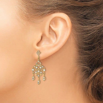 14K w/Rhodium D/C Chandelier Fancy Earrings