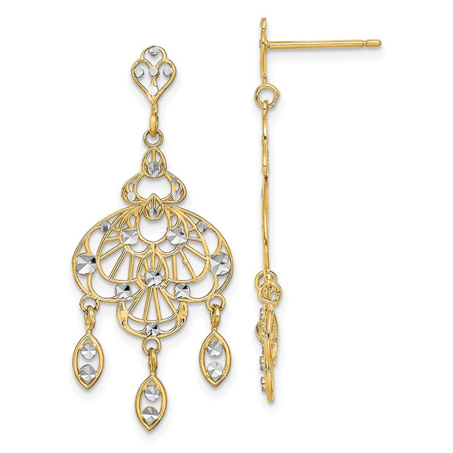 14k Yellow & Rhodium Earrings Style TE928 - Classique Jewelry Inc.