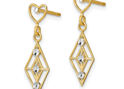 14k Yellow & Rhodium Earrings Style TE930 - Classique Jewelry Inc.