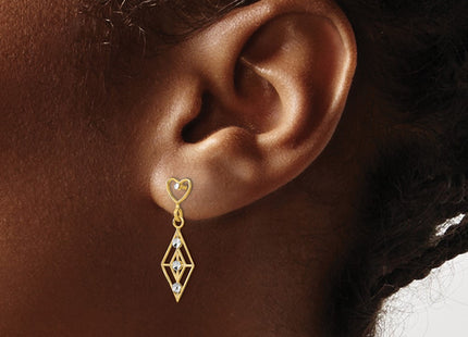 14k Yellow & Rhodium Earrings Style TE930 - Classique Jewelry Inc.