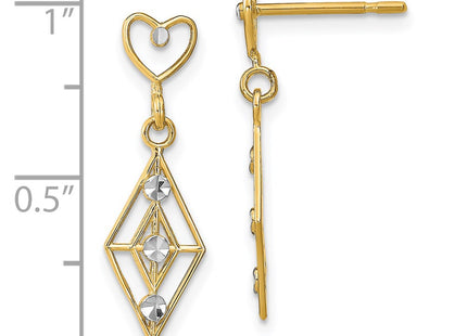 14k Yellow & Rhodium Earrings Style TE930 - Classique Jewelry Inc.