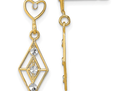 14k Yellow & Rhodium Earrings Style TE930 - Classique Jewelry Inc.