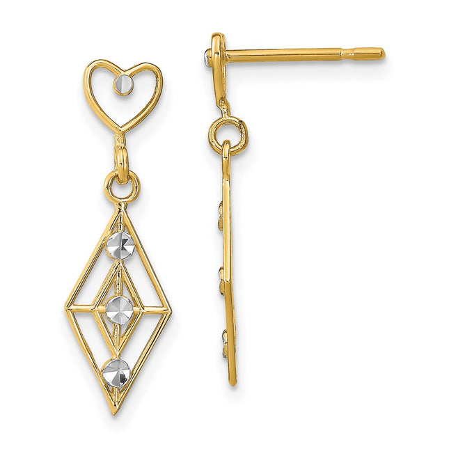 14k Yellow & Rhodium Earrings Style TE930 - Classique Jewelry Inc.