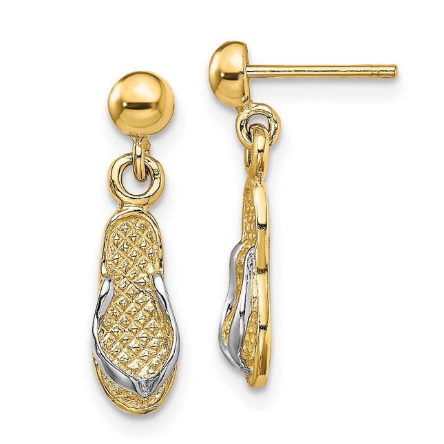 14k Yellow & Rhodium Earrings Style TE931 - Classique Jewelry Inc.