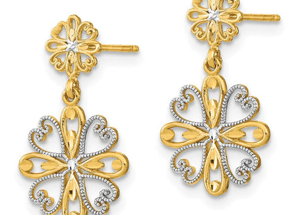 14k Yellow & Rhodium Earrings Style TE933 - Classique Jewelry Inc.