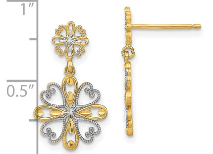 14k Yellow & Rhodium Earrings Style TE933 - Classique Jewelry Inc.
