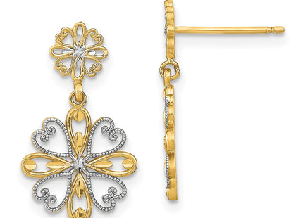 14k Yellow & Rhodium Earrings Style TE933 - Classique Jewelry Inc.