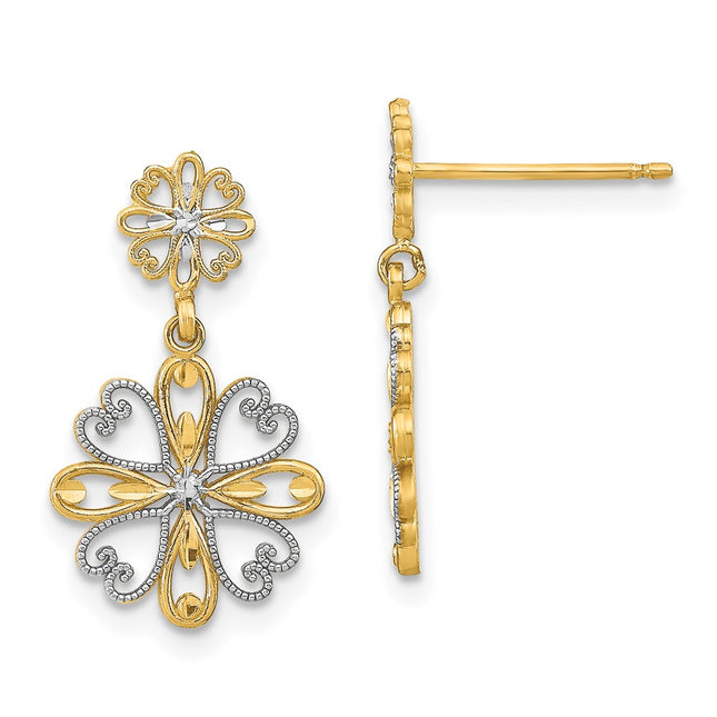 14k Yellow & Rhodium Earrings Style TE933 - Classique Jewelry Inc.