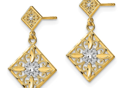 14k Yellow & Rhodium Earrings Style TE934 - Classique Jewelry Inc.