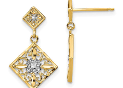 14k Yellow & Rhodium Earrings Style TE934 - Classique Jewelry Inc.