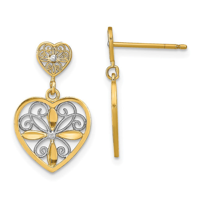 14k Yellow & Rhodium Earrings Style TE935 - Classique Jewelry Inc.