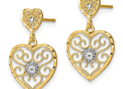 14k Yellow & Rhodium Earrings Style TE936 - Classique Jewelry Inc.