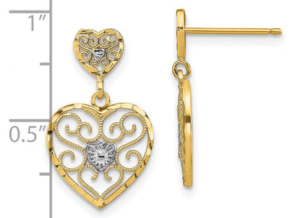 14k Yellow & Rhodium Earrings Style TE936 - Classique Jewelry Inc.