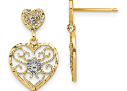 14k Yellow & Rhodium Earrings Style TE936 - Classique Jewelry Inc.