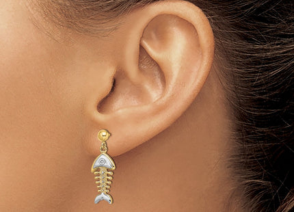 14k Yellow & Rhodium Earrings Style TE937 - Classique Jewelry Inc.