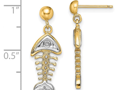 14k Yellow & Rhodium Earrings Style TE937 - Classique Jewelry Inc.