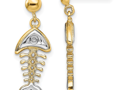 14k Yellow & Rhodium Earrings Style TE937 - Classique Jewelry Inc.