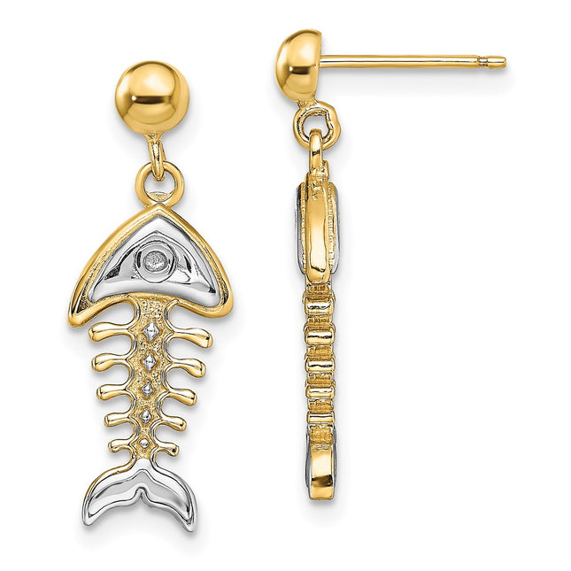 14k Yellow & Rhodium Earrings Style TE937 - Classique Jewelry Inc.