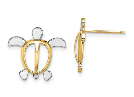 14k Yellow & Rhodium Earrings Style TE940 - Classique Jewelry Inc.