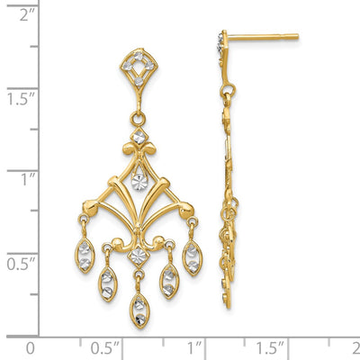 14K w/Rhodium D/C Chandelier Style Dangle Earrings