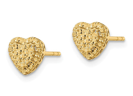 14k Polished Diamond-cut Heart Post Earrings (Style TE961)