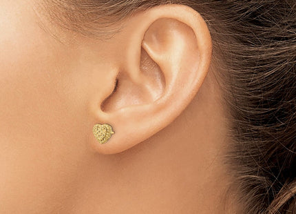 14k Polished Diamond-cut Heart Post Earrings (Style TE961)