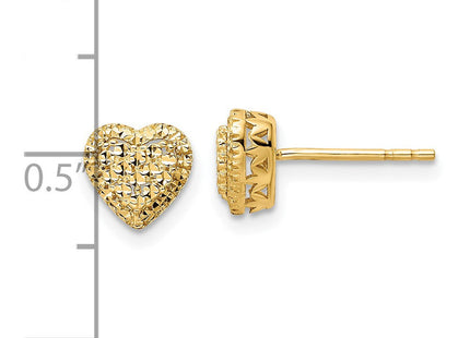 14k Polished Diamond-cut Heart Post Earrings (Style TE961)