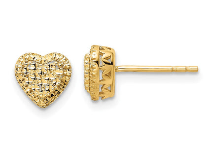 14k Polished Diamond-cut Heart Post Earrings (Style TE961)
