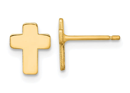 14k Gold Polished Cross Post Earrings (Style TE977)