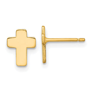 14k Gold Polished Cross Post Earrings (Style TE977)