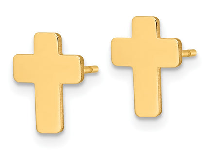 14K gold cross earrings, alternate view