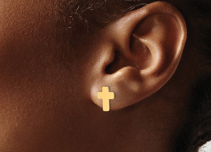 14K gold cross earrings, another view