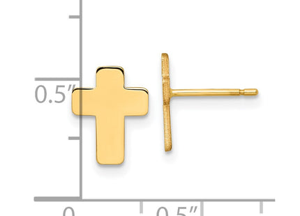 14K gold cross earrings, further view