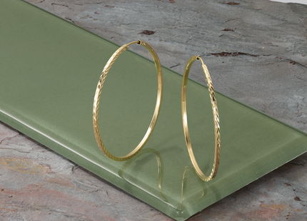 14k Diamond-cut Square Tube Endless Hoop Earrings, 45 x 1.35mm