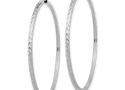 14k White Gold Diamond-cut Square Tube Endless Hoop Earrings (Style TF1000W)
