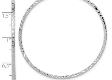 14k White Gold Diamond-cut Square Tube Endless Hoop Earrings (Style TF1000W)