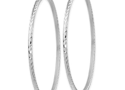 14k White Gold Diamond-cut Square Tube Endless Hoop Earrings (Style TF1001W)