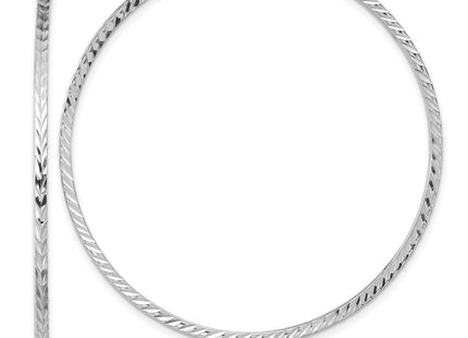14k White Gold Diamond-cut Square Tube Endless Hoop Earrings (Style TF1001W)